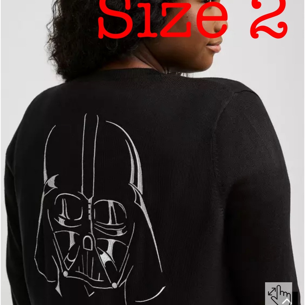 Size 2 Torrid Lucas Star Wars Darth Vader V-Neck Button Down Sweater